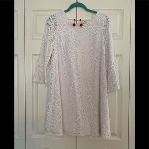 White Lilly Pulitzer Dress and Red J. Crew Earrings Bundle